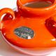 Max Idlas ceramic orange handle vase, 1960s
