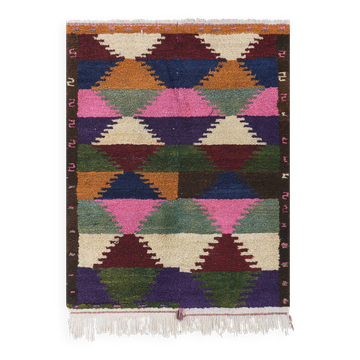 Tapis vintage turc de oushak tissé à la main 115x145 cm