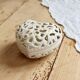 Openwork heart-shaped box in ivory earthenware – Vintage sweet jar