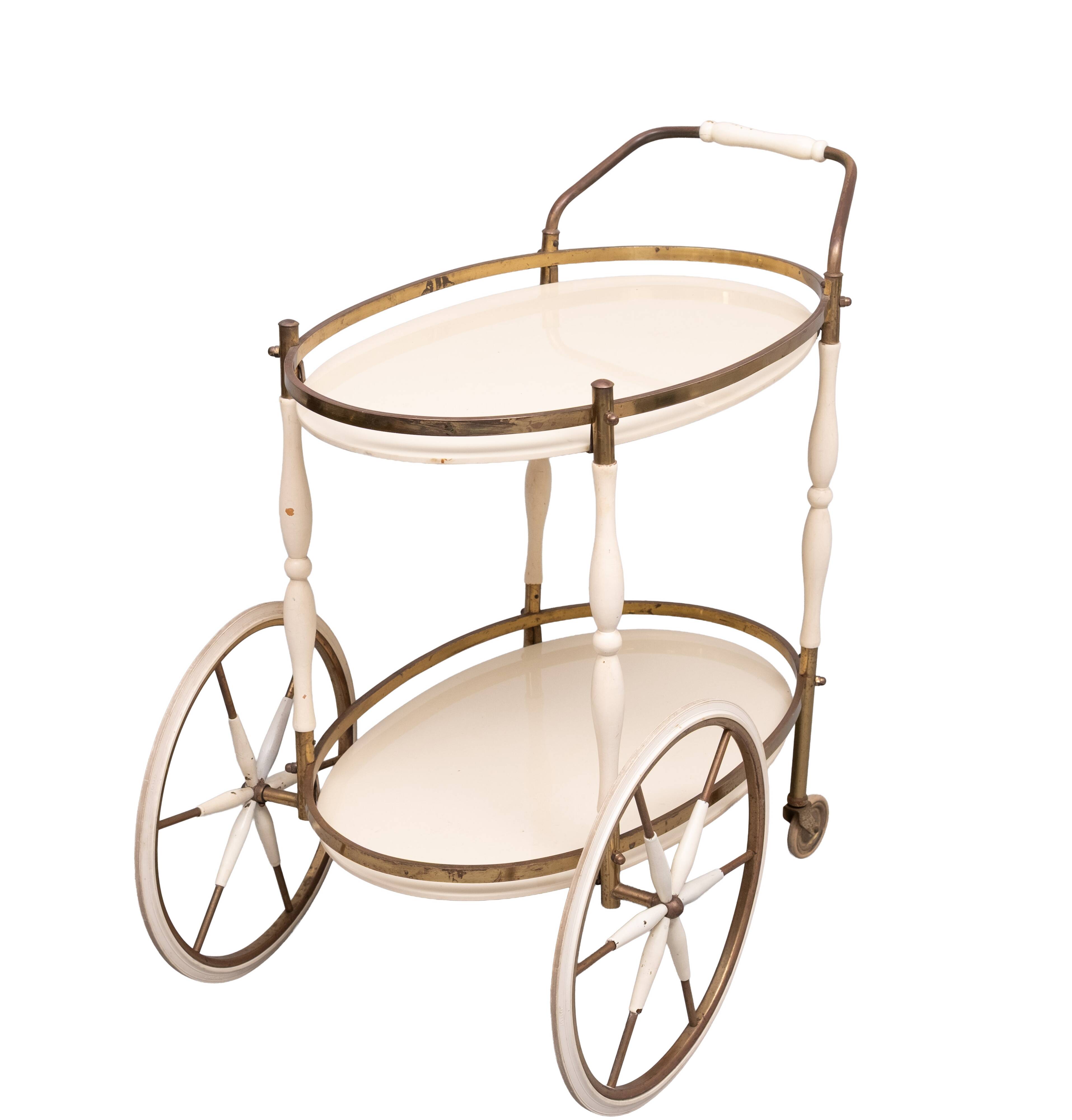 Oval shaped glass tops serving trolley Italy 1950s