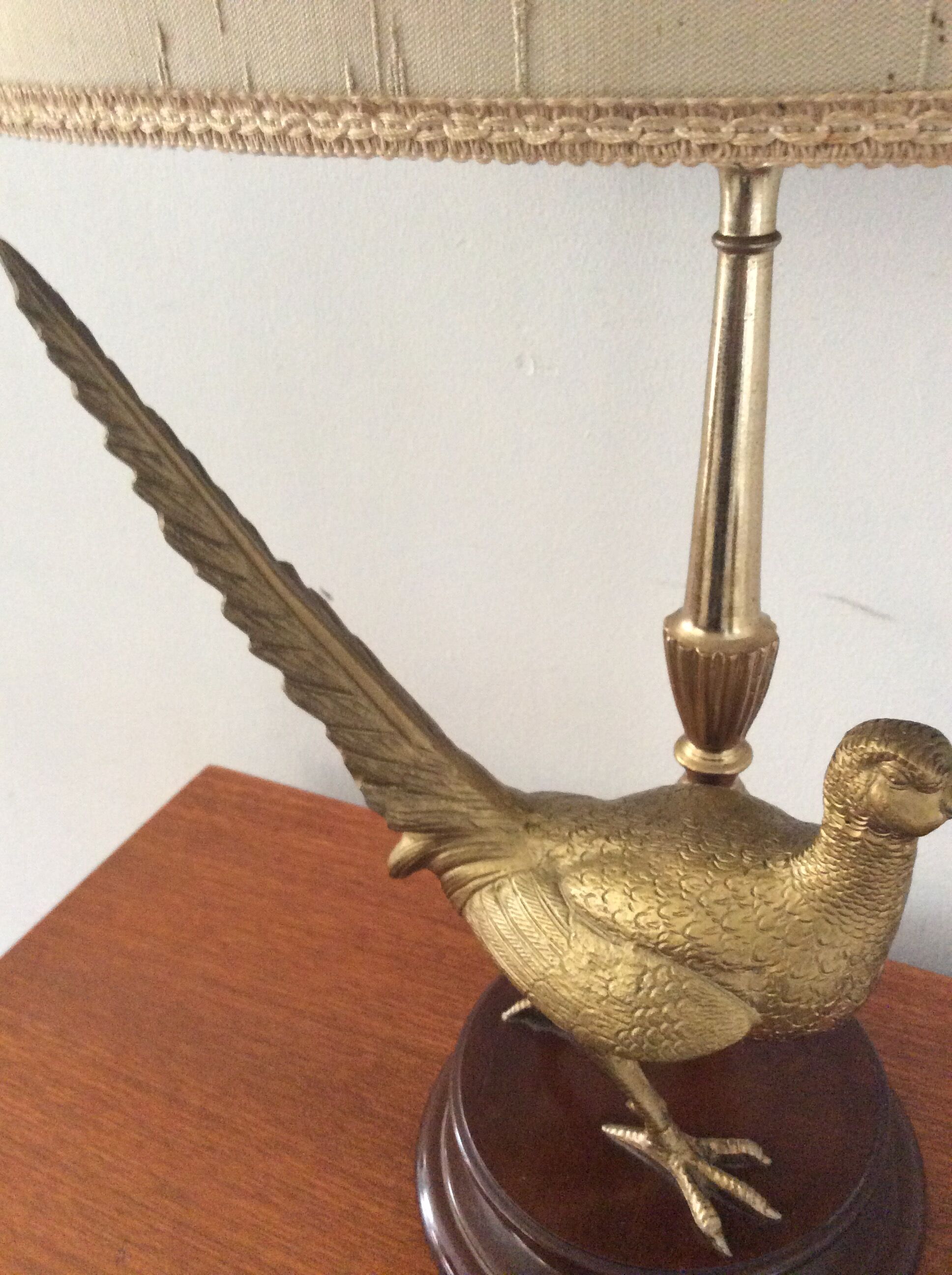 Vintage lamp 70s bronze pheasant