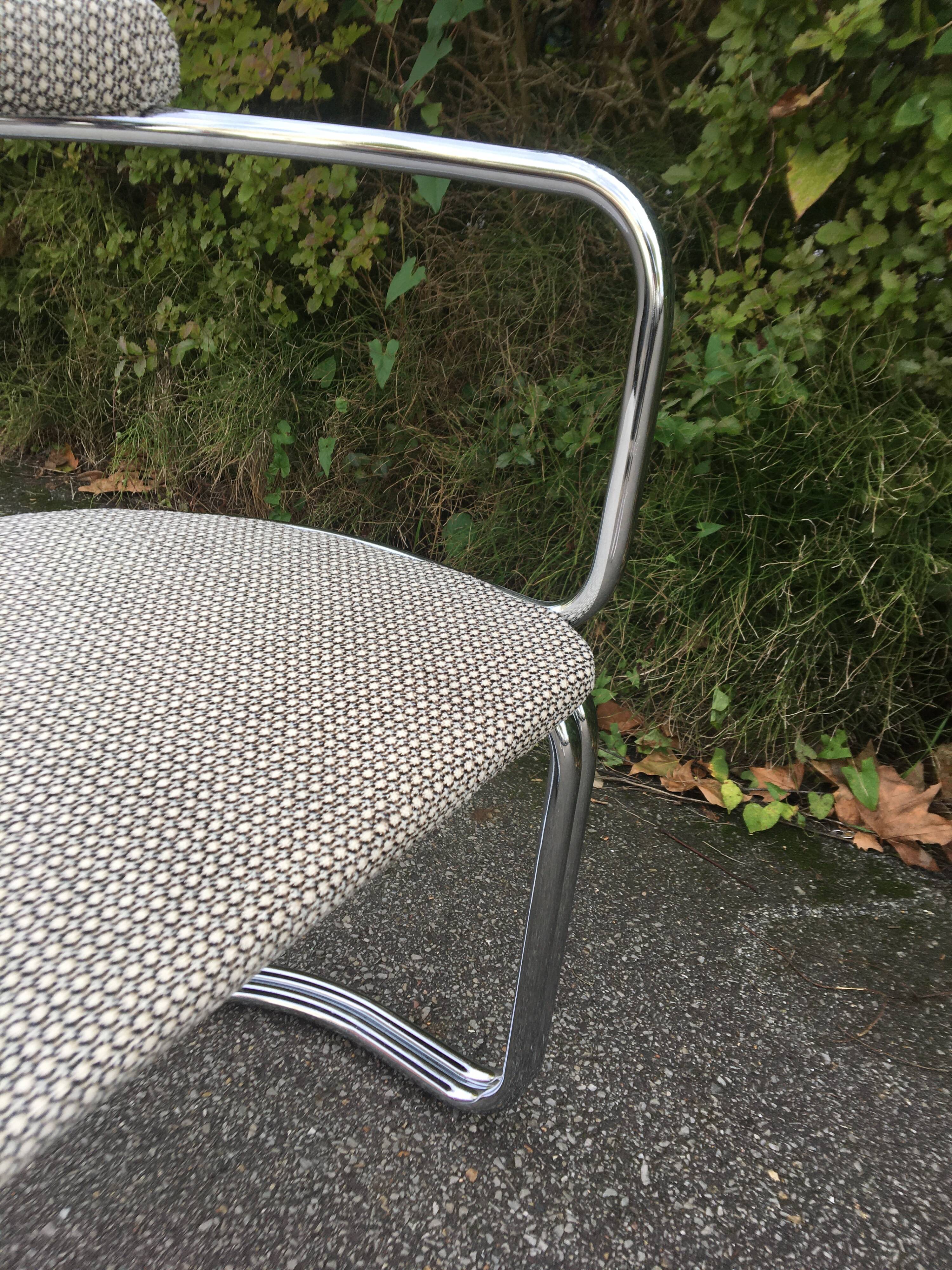 Chrome steel tube chair and fabric, 1970s