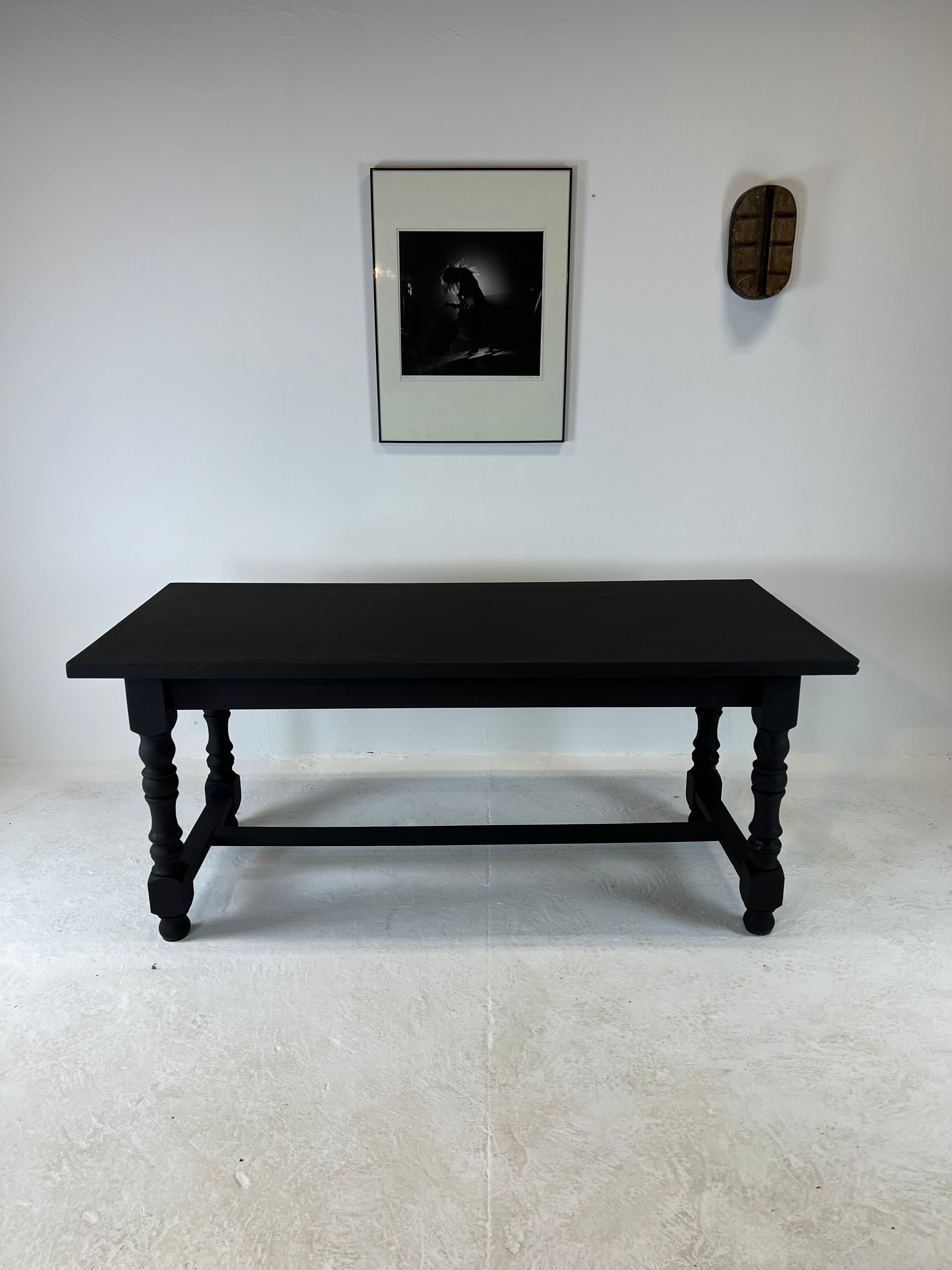 Matte black farmhouse table