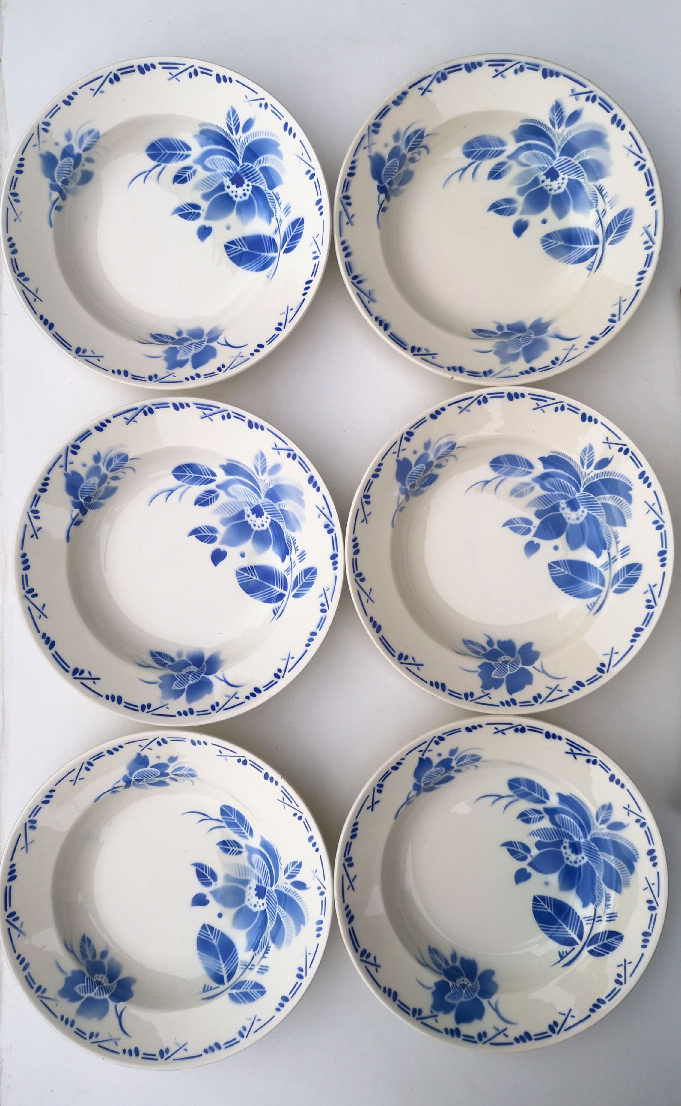 Set of 6 old hollow plates Lunéville