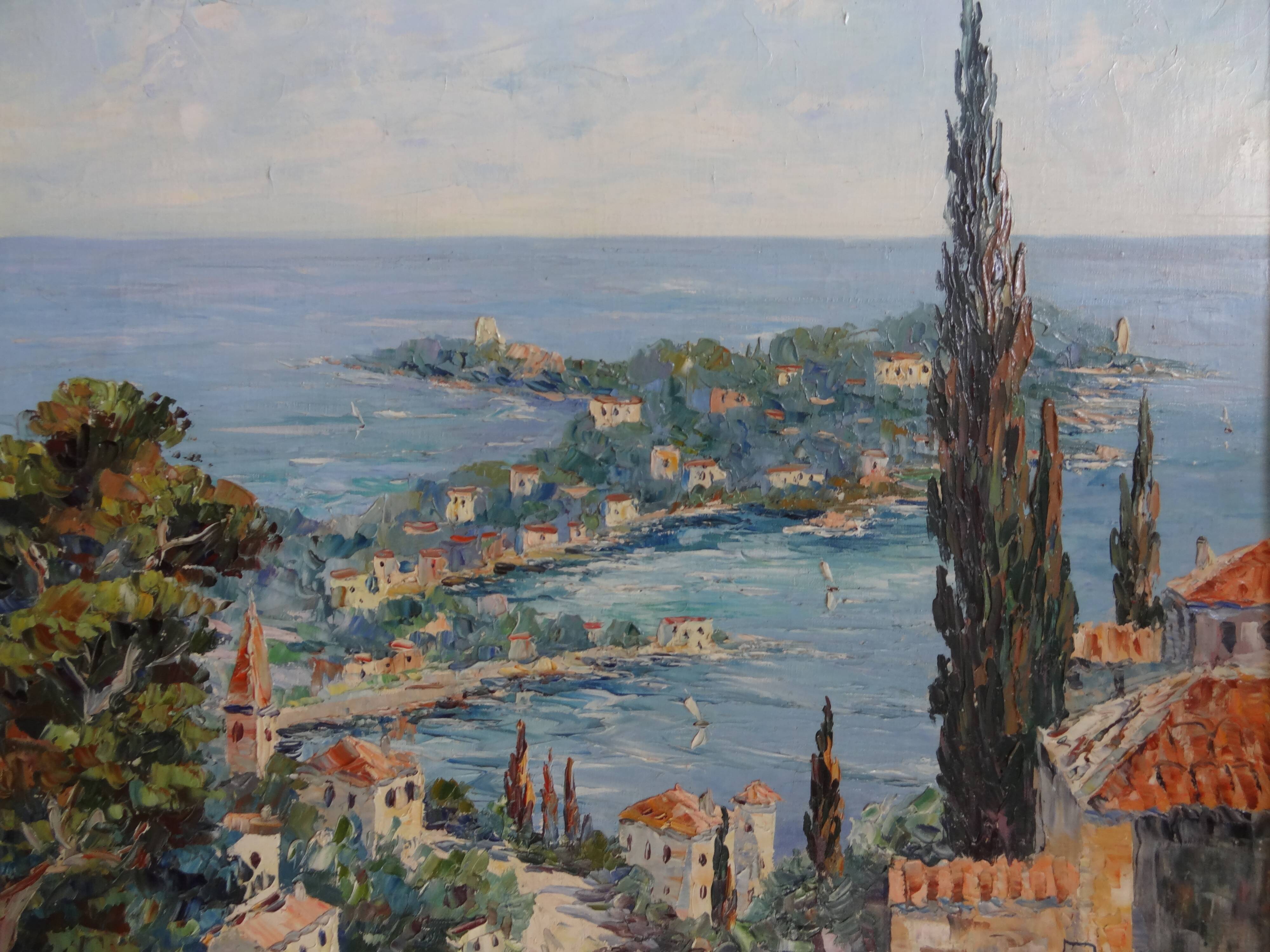 Marine, oil painting of Saint-Jean-Cap-Ferrat, signed H. E. BARGIN, 71 x 63 cm