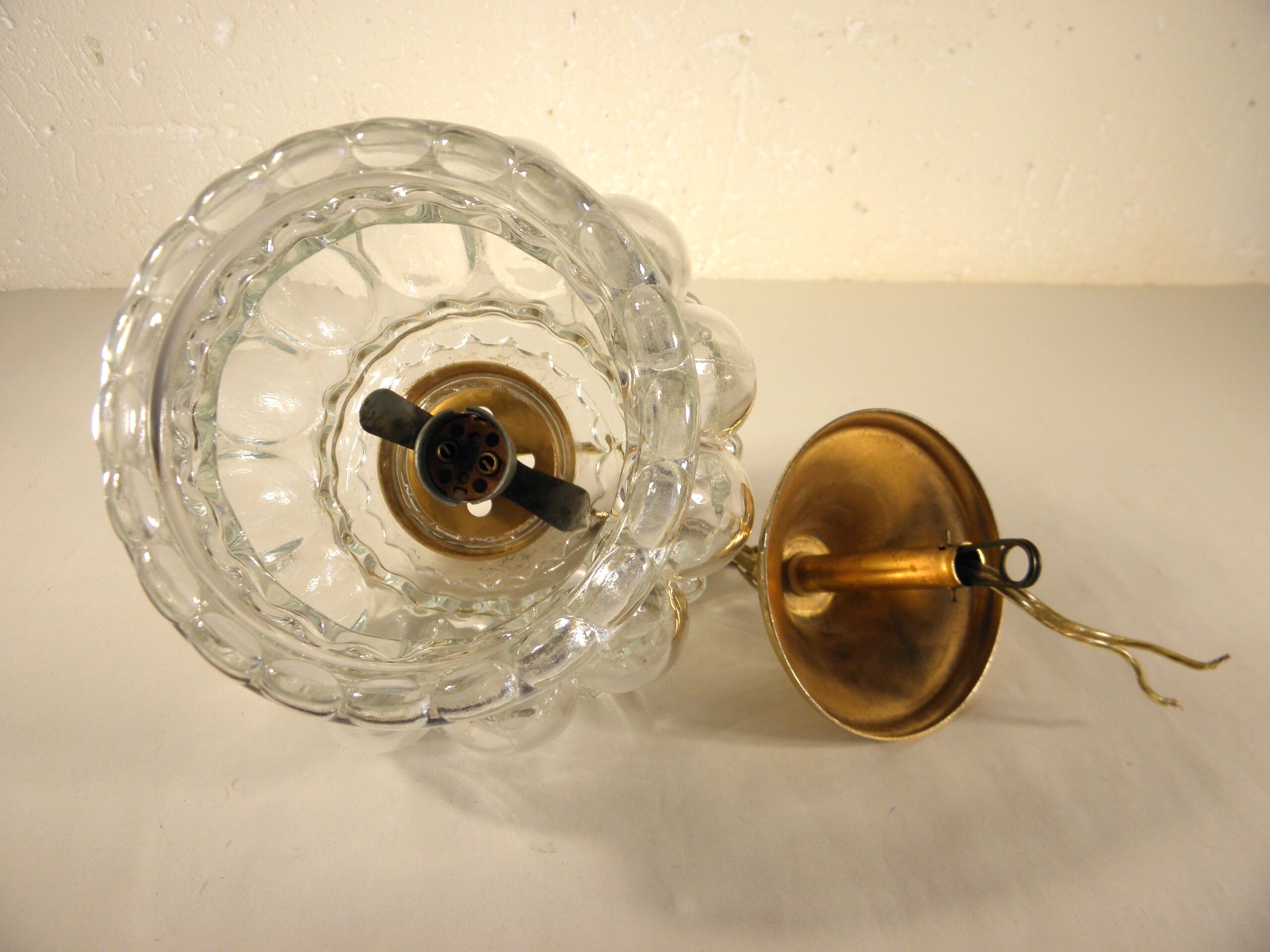 Moulded glass pendant lamp 1970