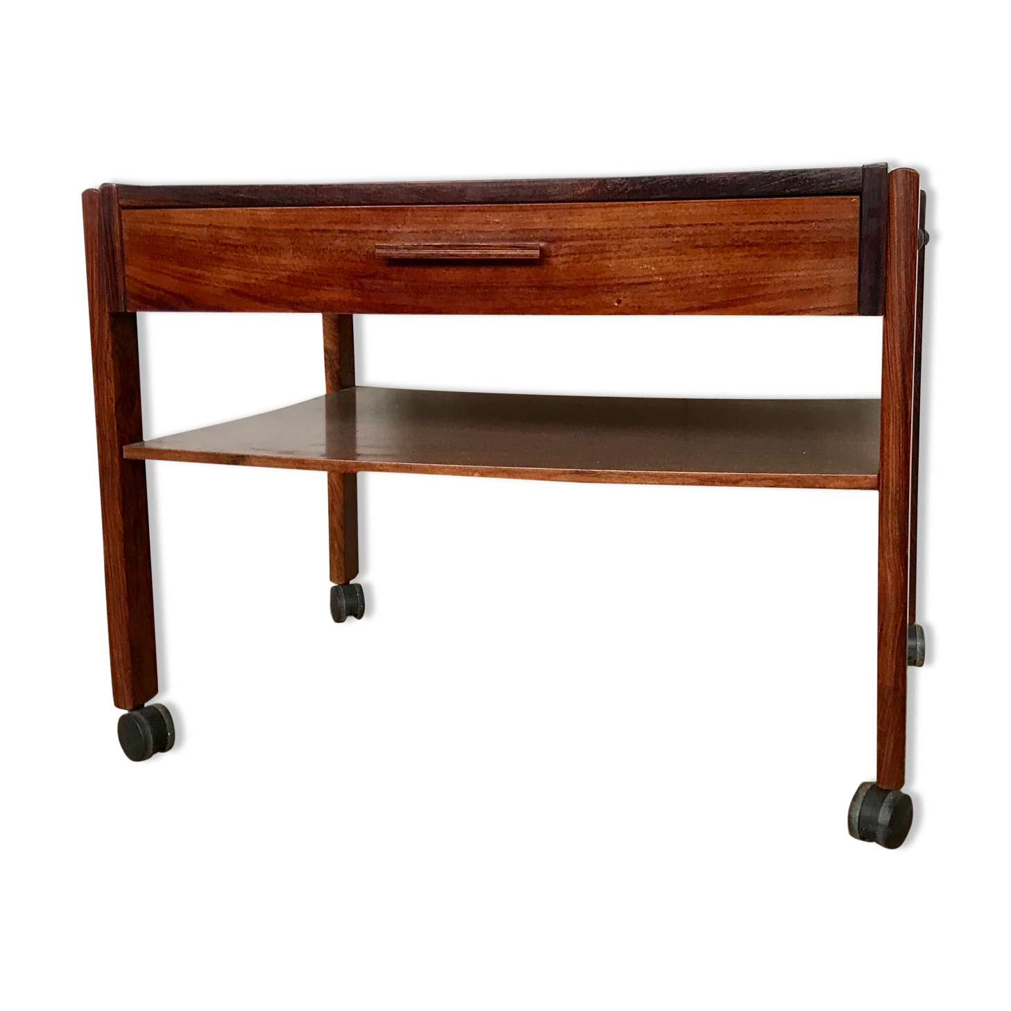 Meuble vintage - scandinave en palissandre sur roulette 1960
