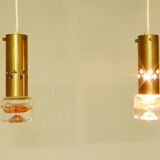 Set of two brass and glass pendant lamps for Örsjö Belysning, Sweden 1960's