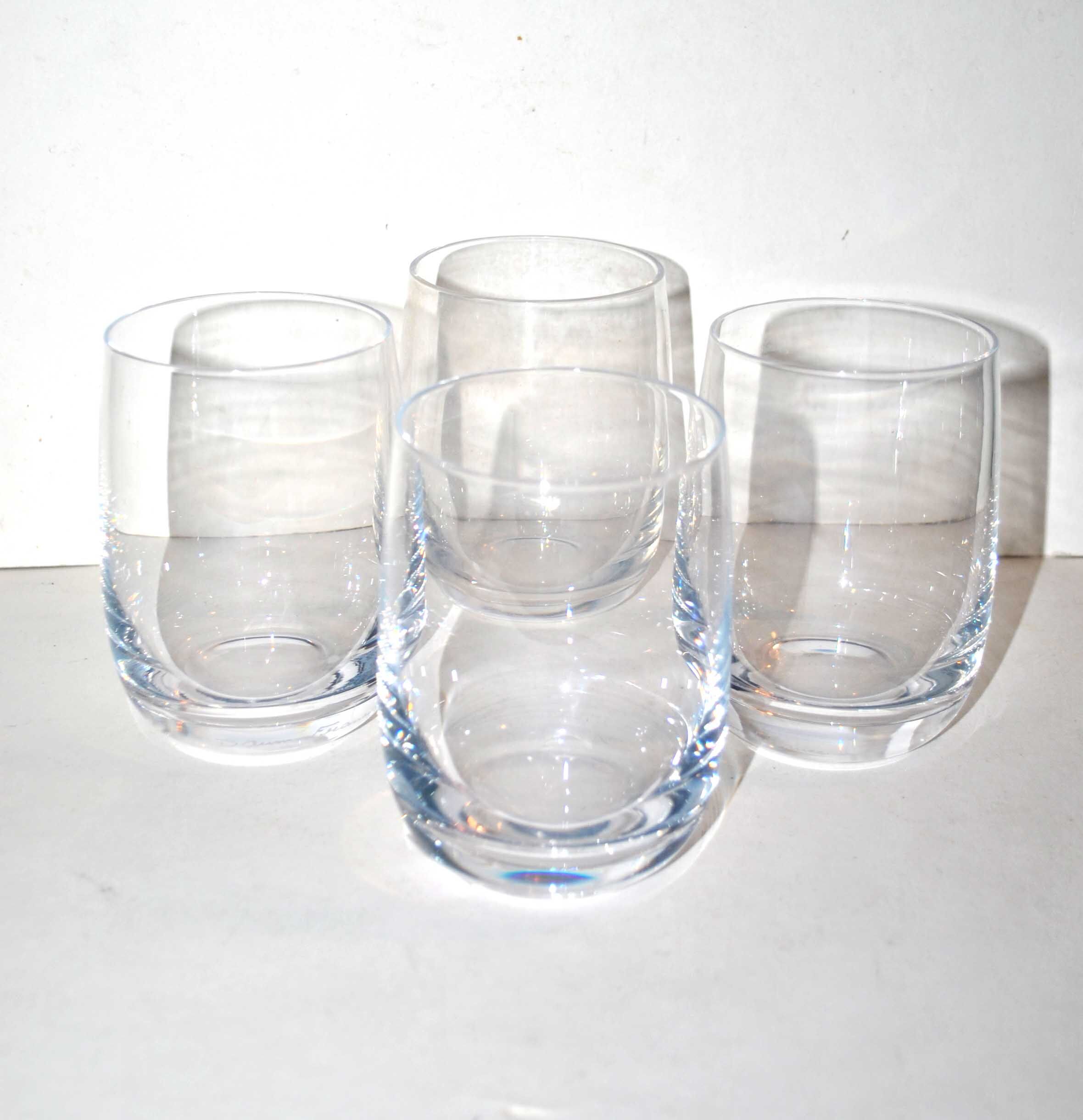 Set of 4 water glasses or whisky in Daum crystal signed 11 cm