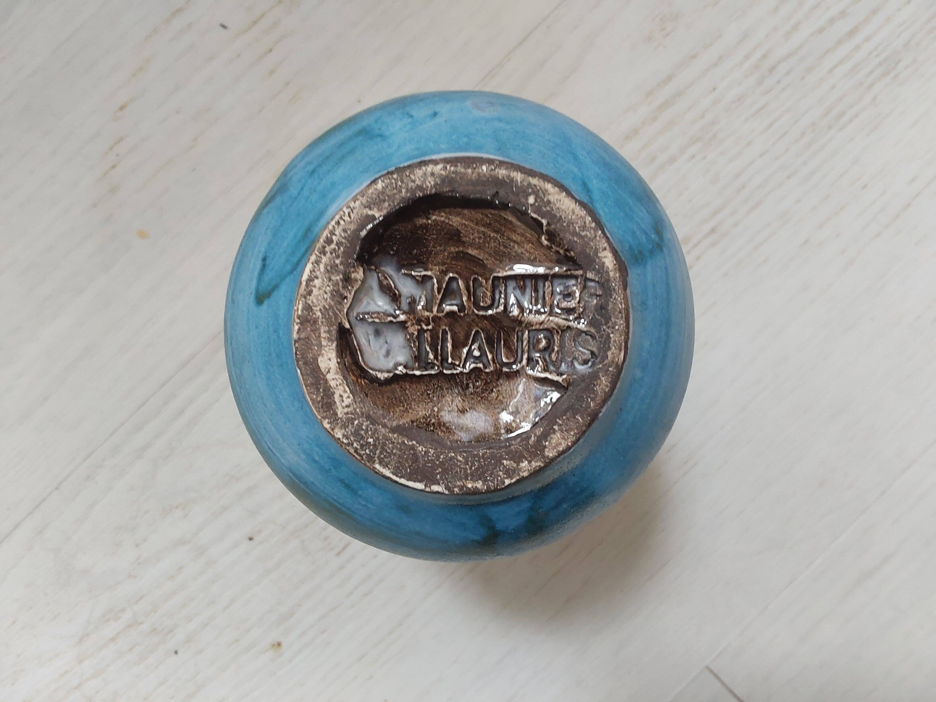 Blue vase signed Alain Maunier