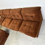 Vintage brown fabric modular sofa, 1970s