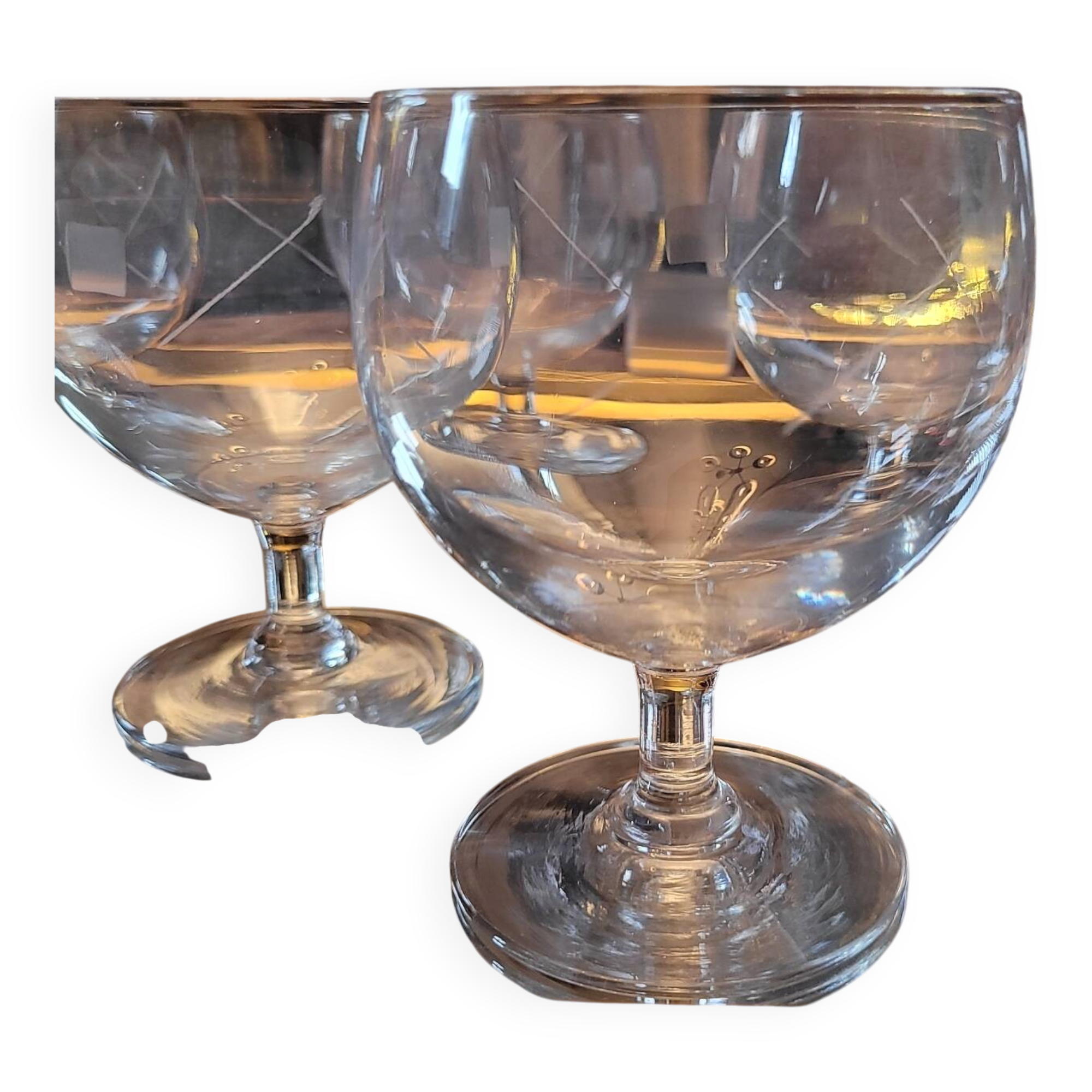8 cut-glass balloon glasses – 1960s