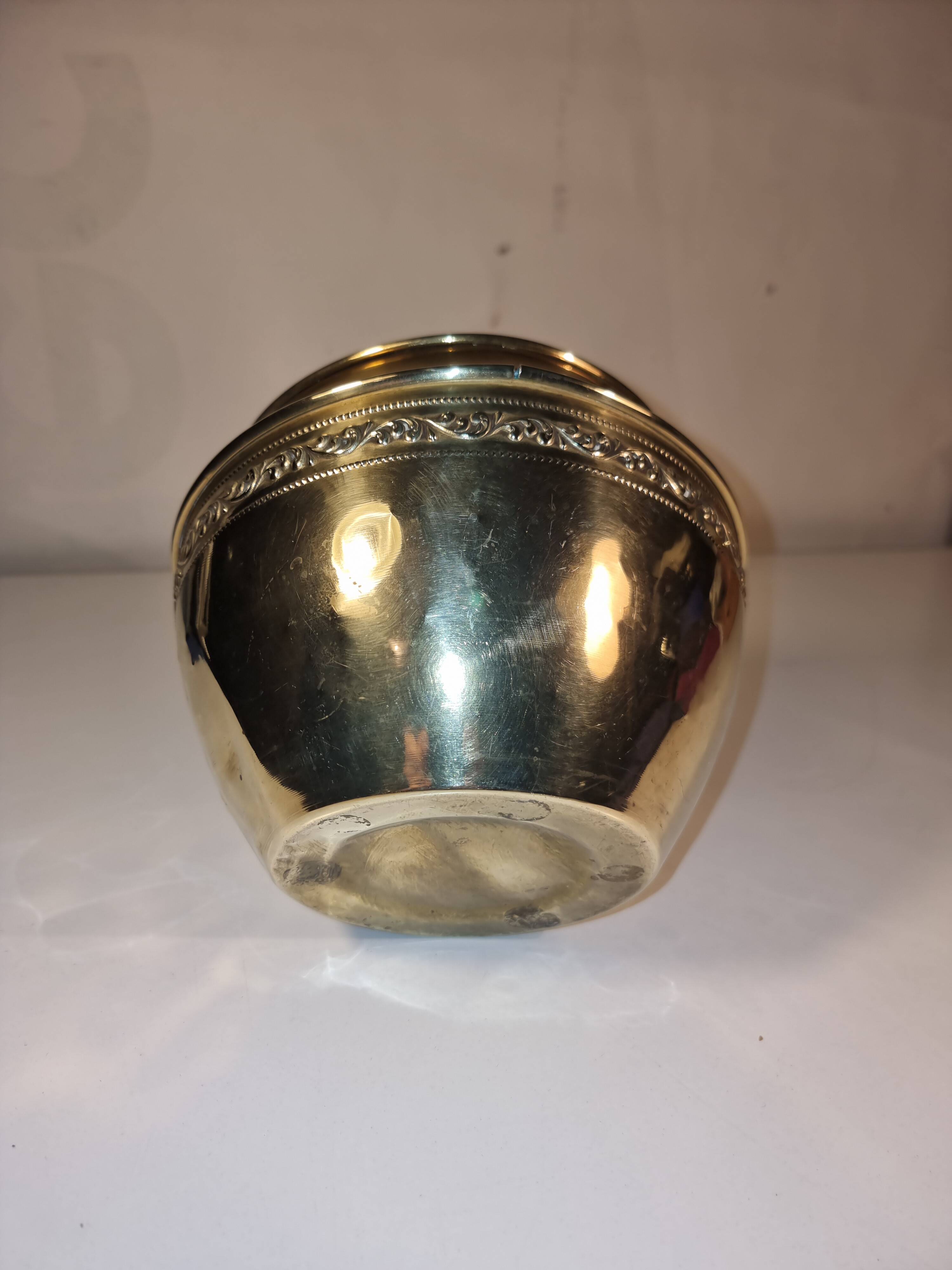 Antique gilded brass plant pot