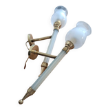 Pair of brass and glass wall sconces
