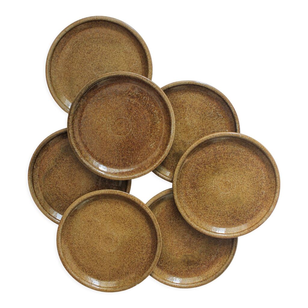 DOWAN Assiettes à Dessert 21 Cm En Grès - Lot De 6, Blanc Vanille Moucheté, Céramique Artisanale, Micro-ondes & Lave-vaisselle