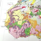 Old geological Africa map 43x43cm from 1950