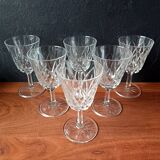 6 large champagne glasses vmc reims "champagne" pattern vintage france