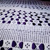 Dessus de lit  en coton blanc  point crochet à la main