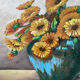 Huile « bouquet fleurs orange » encadrée