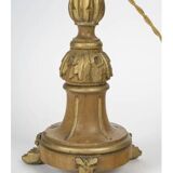 Carved wooden lamp, old candle holder, 19th century, Napoleon III period.