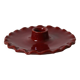 Burgundy ceramic candle holder with serrated plate