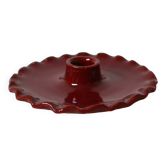 Bougeoir en céramique bordeaux assiette dentelée