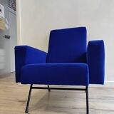 Vintage blue velvet armchair
