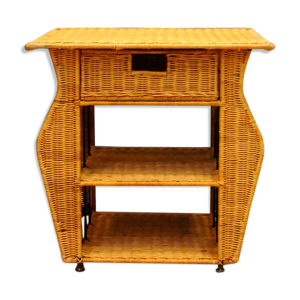 Rattan table with drawer and magazine