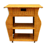 Rattan table with drawer and magazine holder