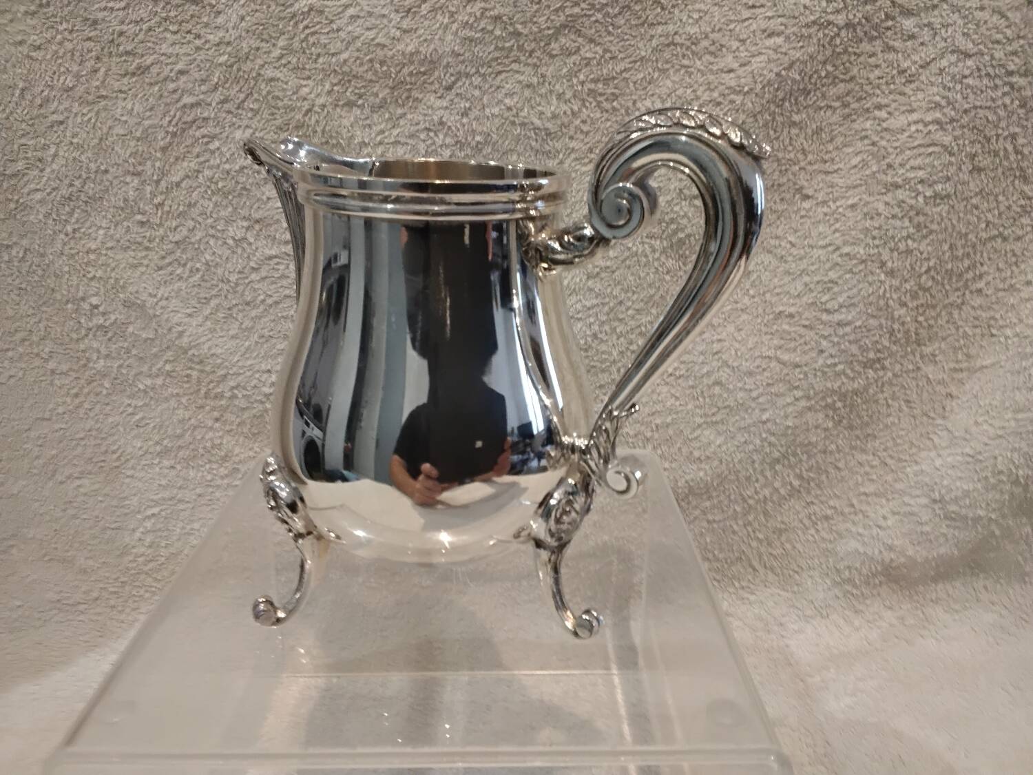 Silver-plated metal milk jug/creamer by Christofle Marly, rocaille style