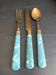 Vintage dessert cutlery set in blue bakelite