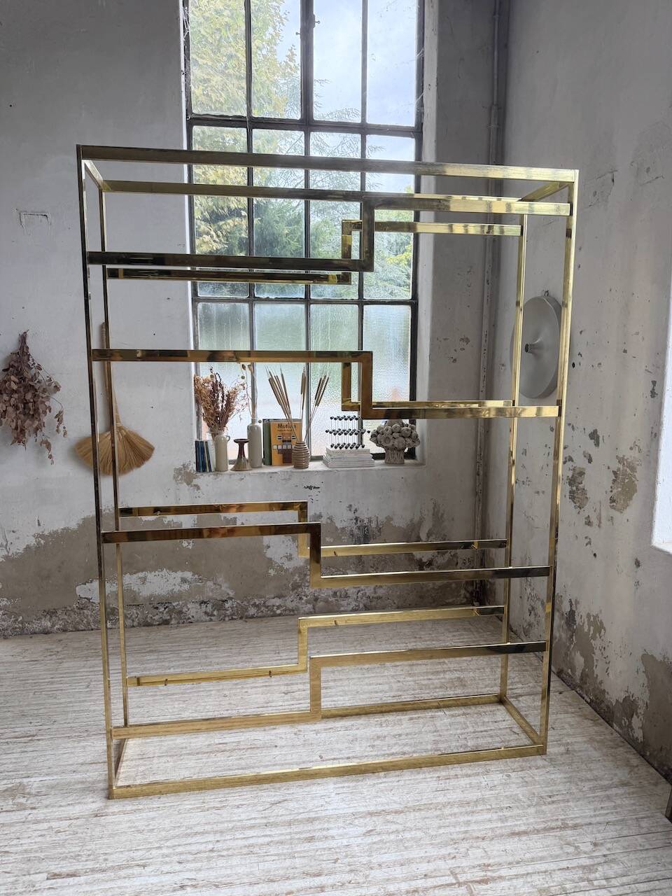 Brass shelf 1970 Belgo Chrom regency