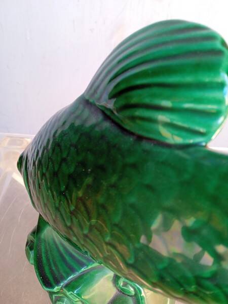 Saint Clement fish in green vintage ceramic
