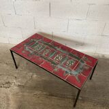 Table basse en ceramique et métal 1960 dans le goût de Roger Capron