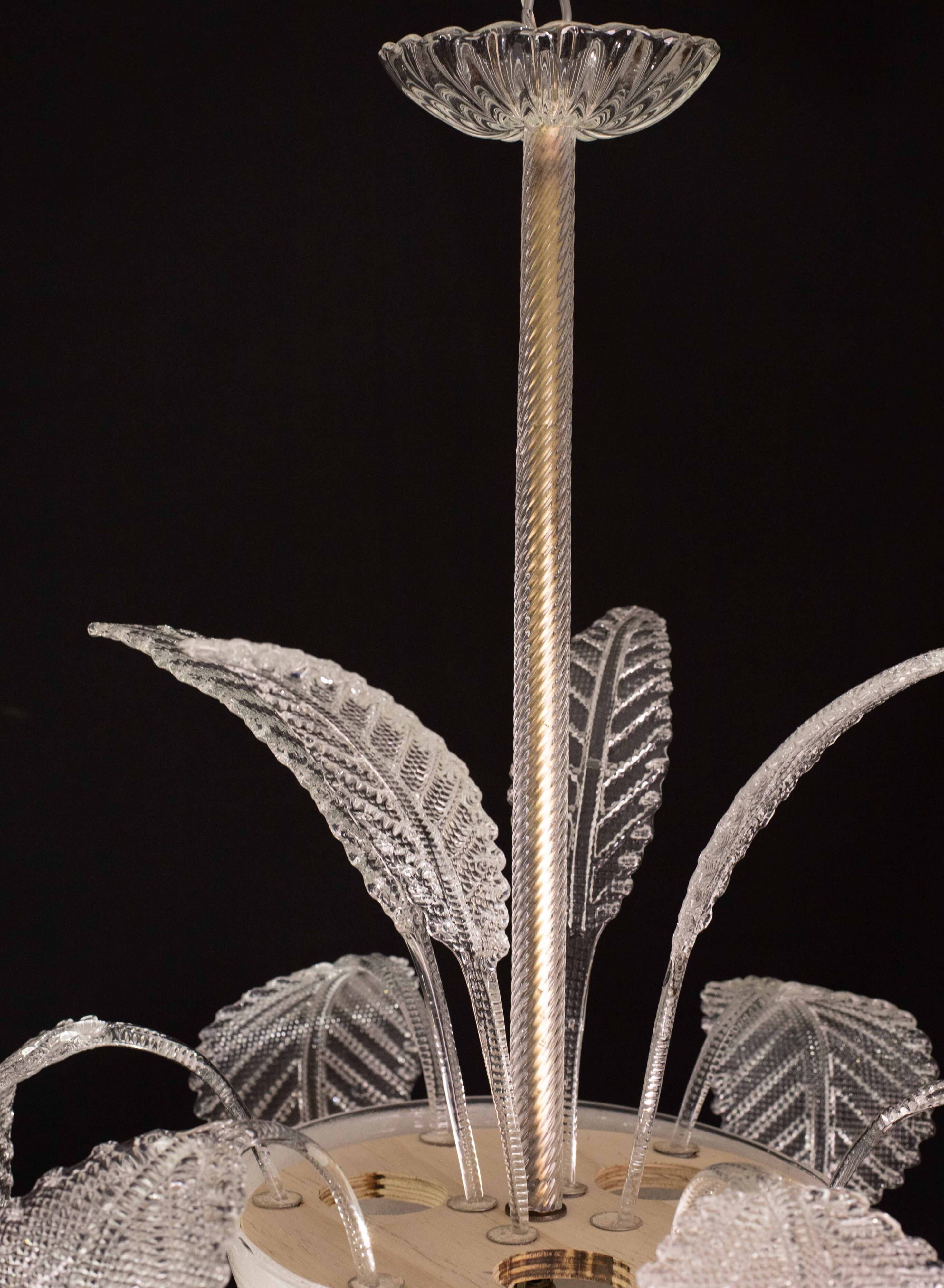 Luxury Barovier & Toso Chandelier, Murano Pulegoso Glass, 1950s