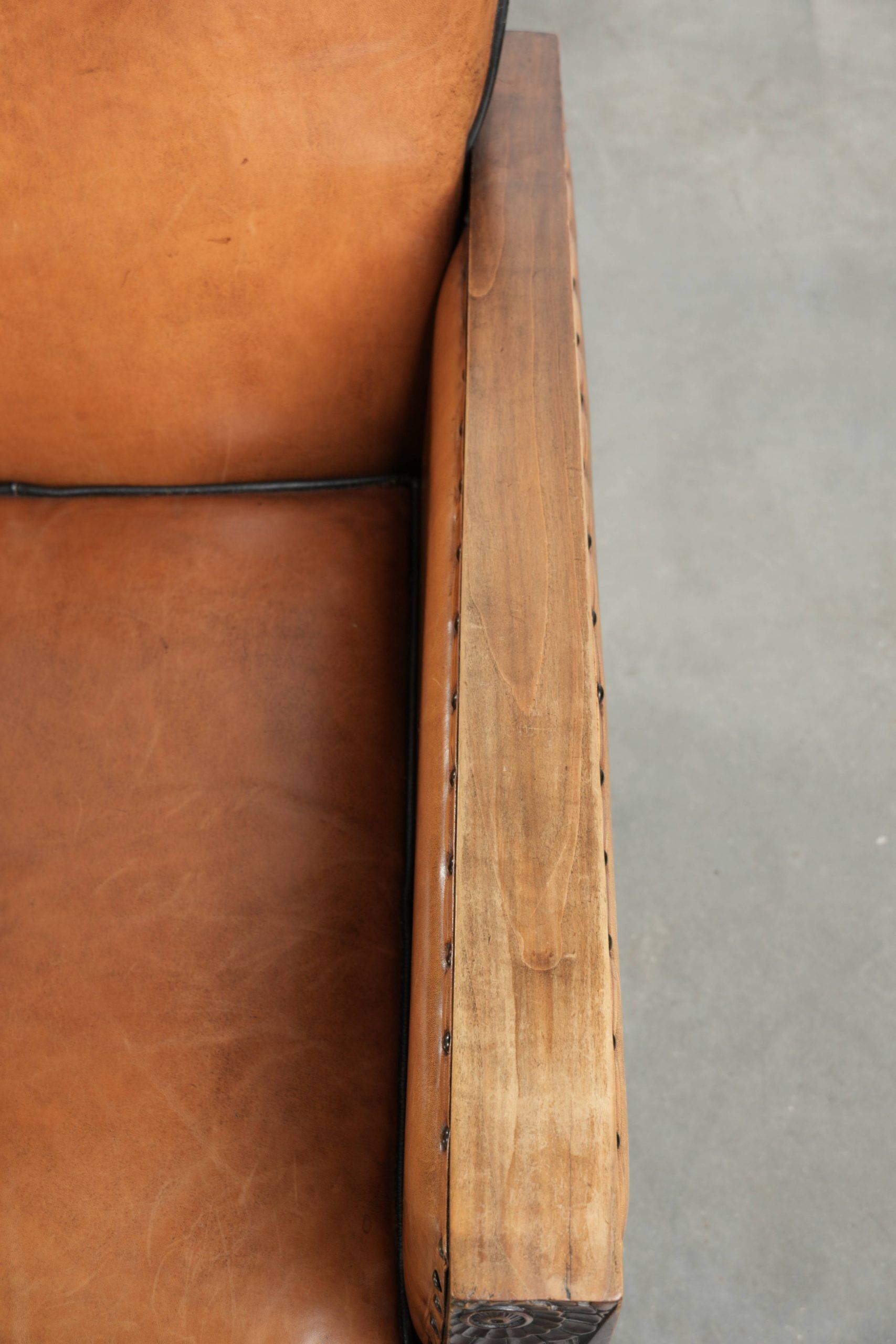 Unique set of two beautiful sheepskin art deco armchairs