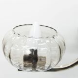 See Delmas chandelier, 3 arms, black and gold, clear glass, 1960