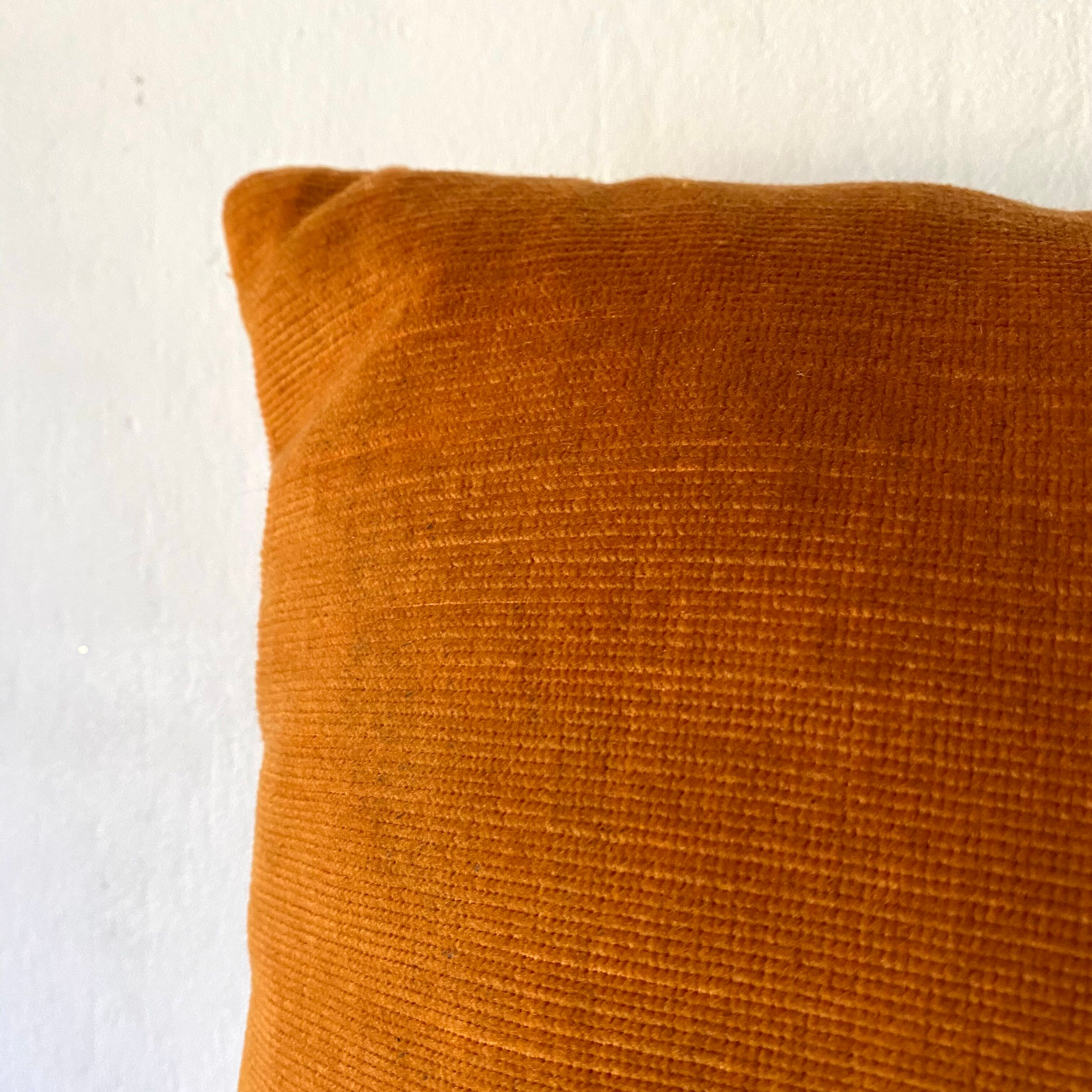 Vintage ochre velvet cushion