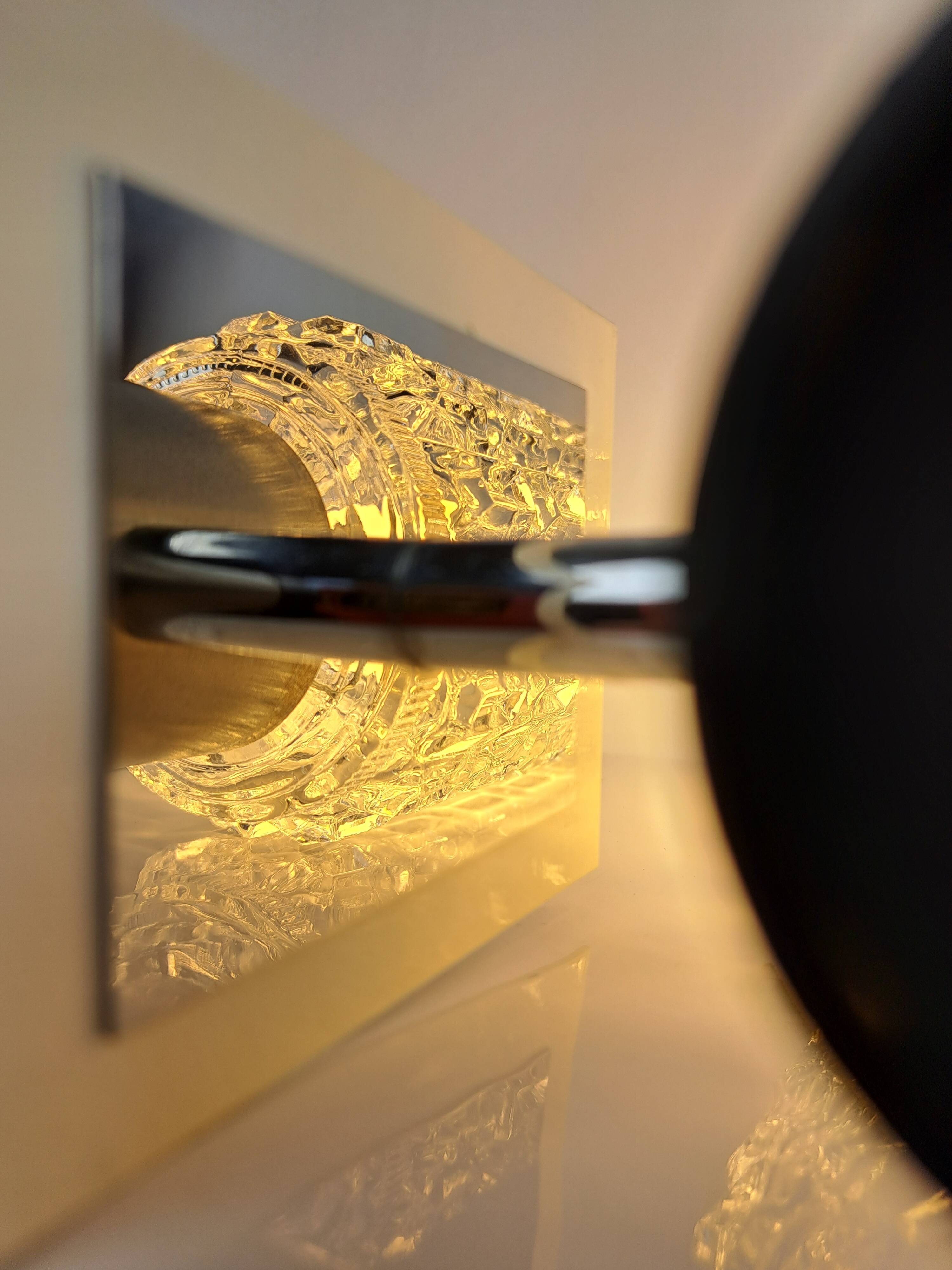 Pair of 70s glass wall lamps by Targetti Sankey