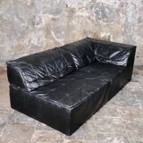 Player black leather sofa by Hans Hopfer for Roche Bobois, 1972