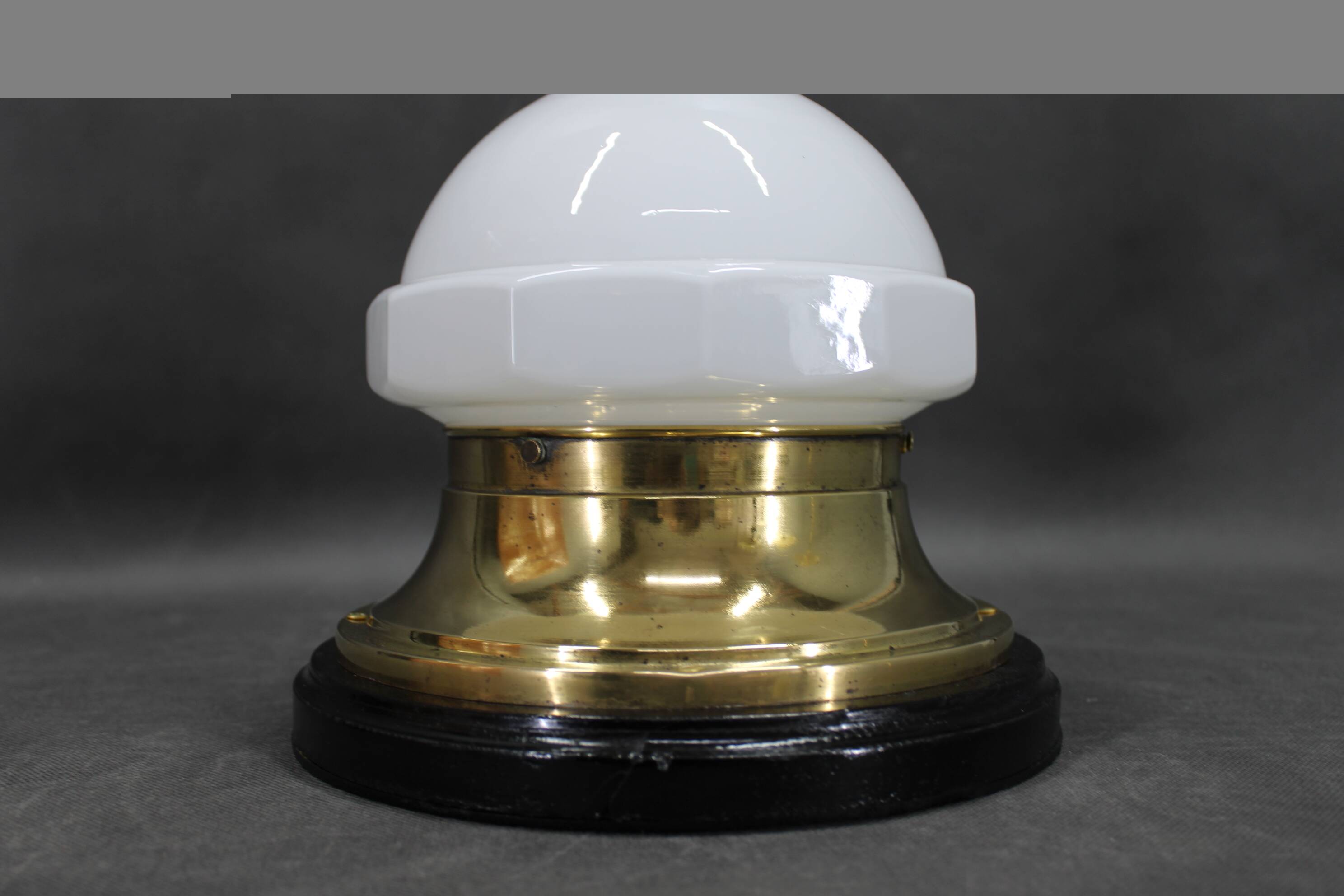 1920s Secession Brass and Glass Table lamp, Czechoslovakia