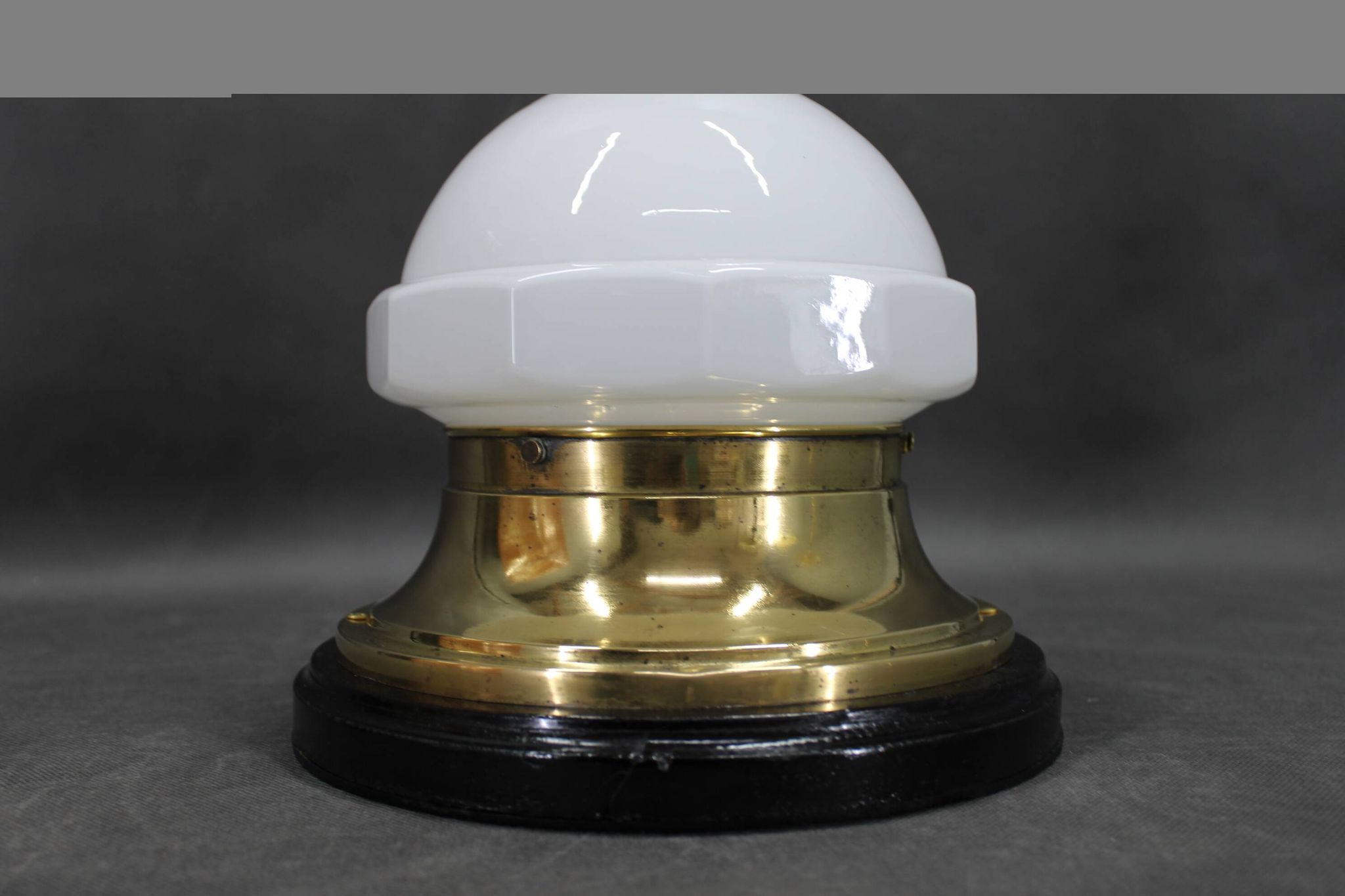 1920s Secession Brass and Glass Table lamp, Czechoslovakia