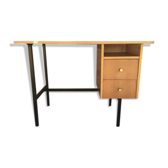 Modernist desk with 2 drawers - metal tubular structure - 1960