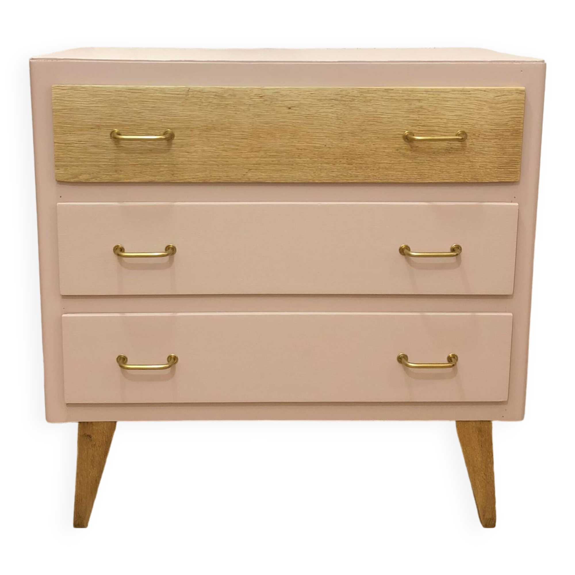1960s chest of drawers, compass feet, rose liberté
