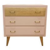 1960s chest of drawers, compass feet, rose liberté