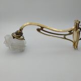 Art Nouveau bronze wall lamp with its rose-shaped glass paste tulip