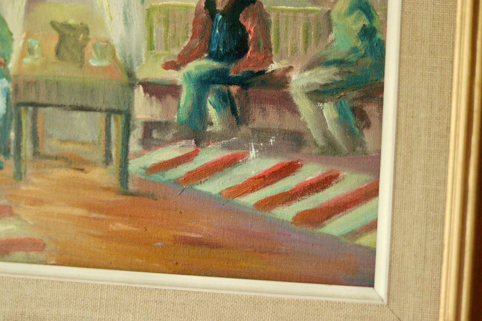 "Interior with Three People" by E. Wallin