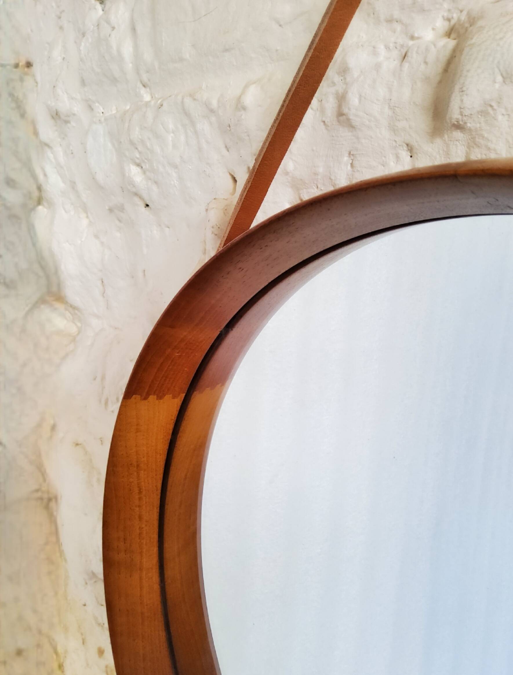 Round teak mirror by Uno and Osten Kristiansson for Luxus Vittsjö, Sweden.