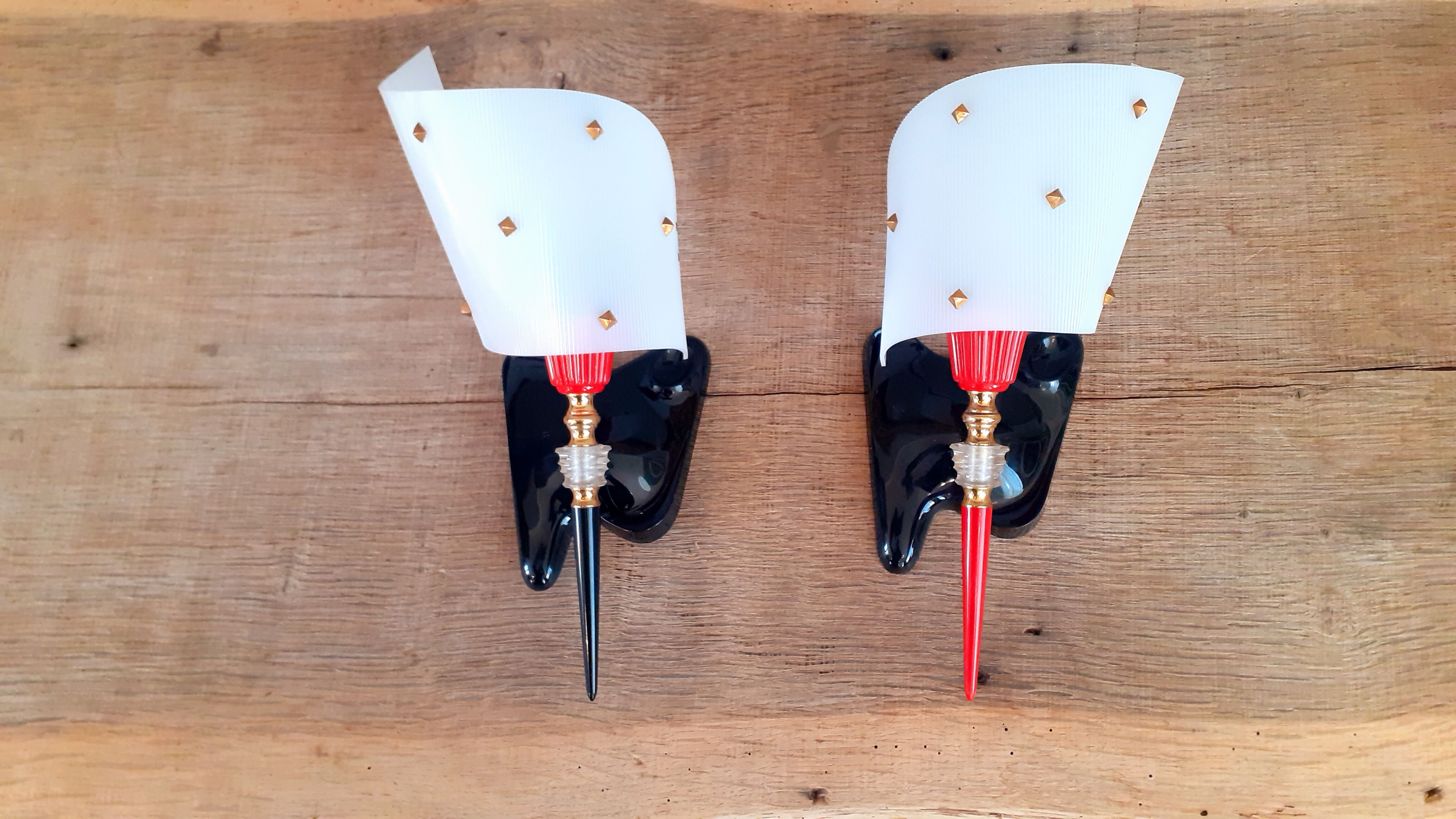 Pair of vintage sconces year 60 rockabilly