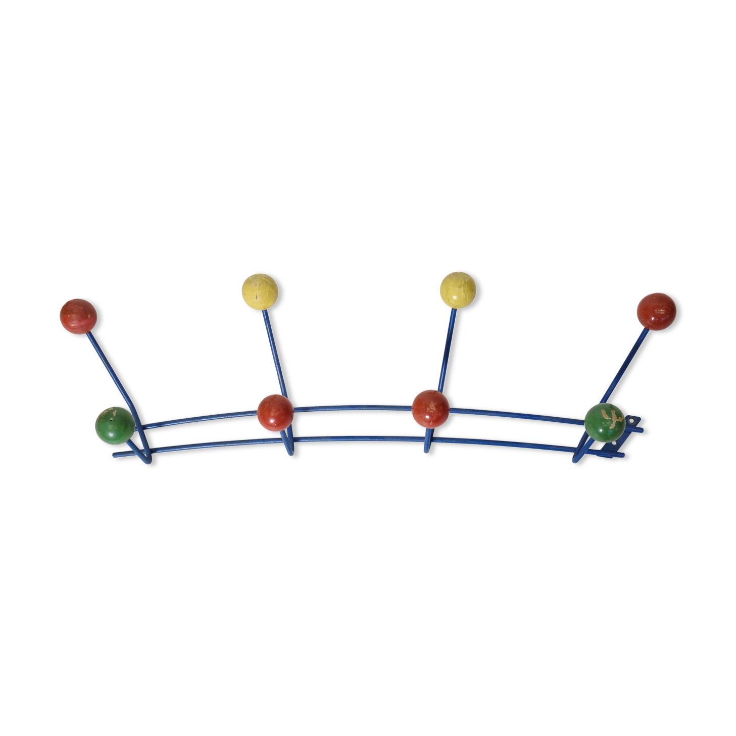 Multicolored coat rack in wood and metal